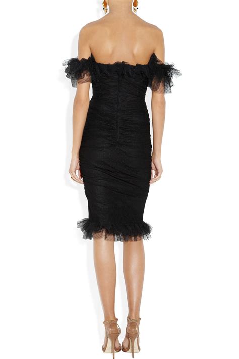 dolce gabbana black ruffle mini dress|Organza dress with ruffle in Black for Women .